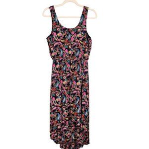 Y2K Floral Tank Hi Low Dress Pink M Retro Indie Folk Hippie Boho Chic Preppy 80s